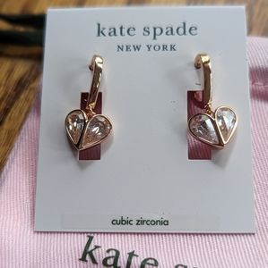Kate Spade Cubic Zirconia Rose Gold Stone heart earrings